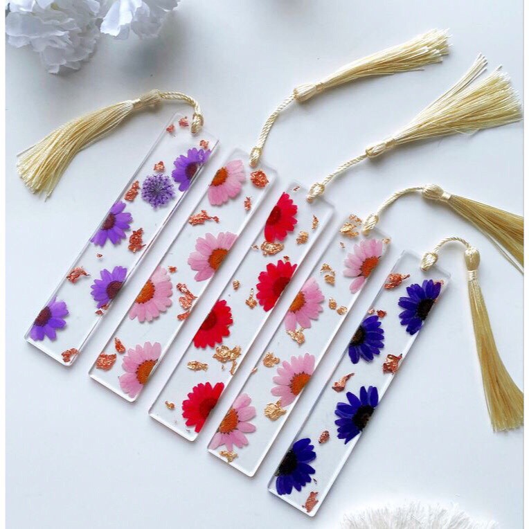 Bookmark, kẹp sách đánh dấu trang hình hoa lá khô resin VeryMe handmade
