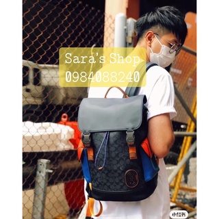 🔥 SẴN - BALO NAM COACH DA CANVAS RIVINGTON PHỐI MÀU F89080