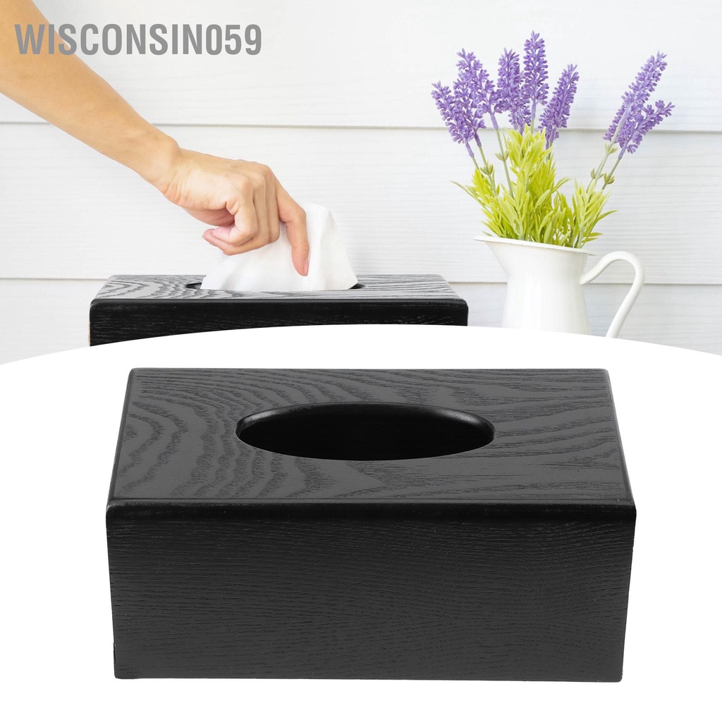 Wisconsin059 Hộp đựng khăn giấy bằng gỗ màu đen ăn Phong cách thanh lịch Giá đỡ cho phòng khách sạn gia đình