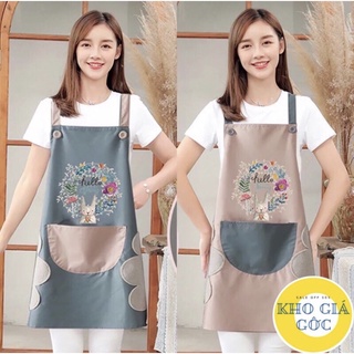 Tạp dề họa tiết xinh xắn, tạp dề có túi đựng chống thấm làm bếp