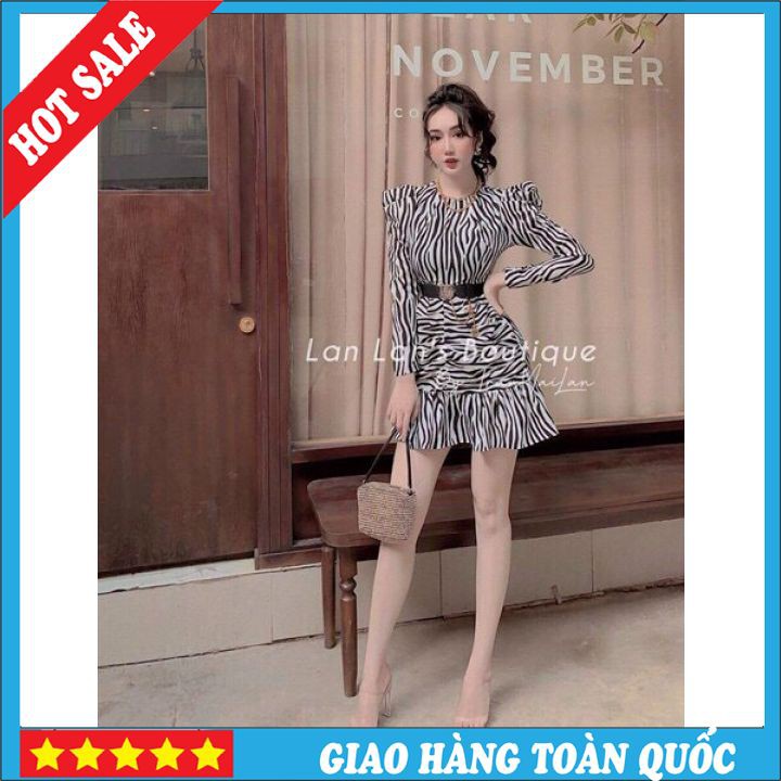 Váy Đầm Sọc Trắng Đen Rằn Ri Tay Dài MTB 💟FREESHIP💟 Mẫu Váy Đầm Body Dài Tay Tôn Dáng Cực Xinh