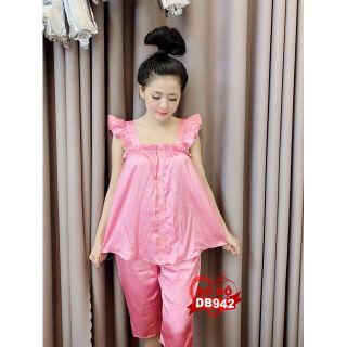 Phi bóng lửng tay bèo đính nút mặc đẹp, chất phi bóng dày dặn