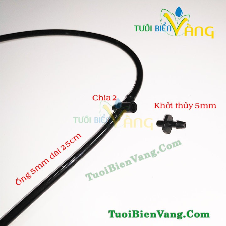 50 Khởi thủy 5mm ống tưới nhỏ giọt 1 đầu trơn , 1 đầu gờ