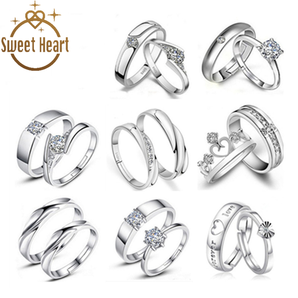 Set 2 Nhẫn Đính Đá Thời Trang Cho Cặp Đôi