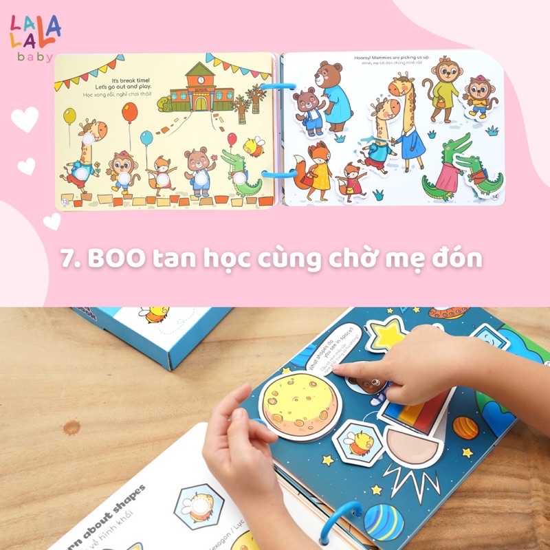 Học liệu bóc dán montessori busy book 17 chủ đề thú vị cho bé kèm từ vựng Tiếng Anh
