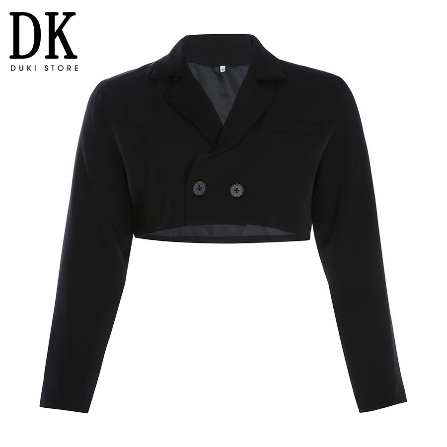 [SALE 50%] Áo khoác vest blazer nữ croptop Hàn Quốc tay dài màu đen đẹp BLU0025 - DUKI STORE