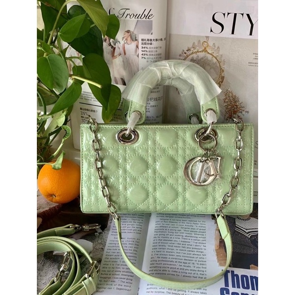 ❤️MẪU MỚI❤️DÍ-OR DA BÓNG HÌNH CHỮ NHẬT HÓT HÍT