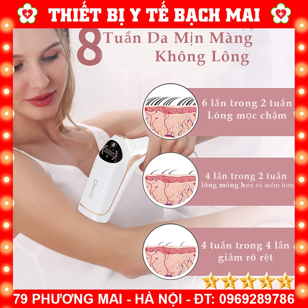 Máy Triệt Lông Qmele V301-S Viền Hồng Vàng 500.000 Xung + Tích Hợp Đồng Bộ Triệt Lông Và Làm Mát Lạnh