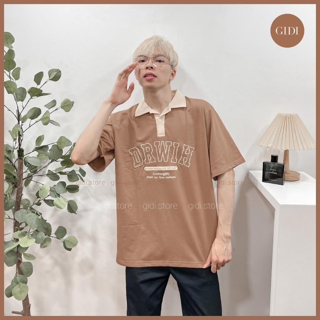 Áo Polo DR thêu chữ DRIDH Nam Nữ Unisex - áo thun có cổ form rộng OVESIZE tay lỡ thoáng mát - GIDI.