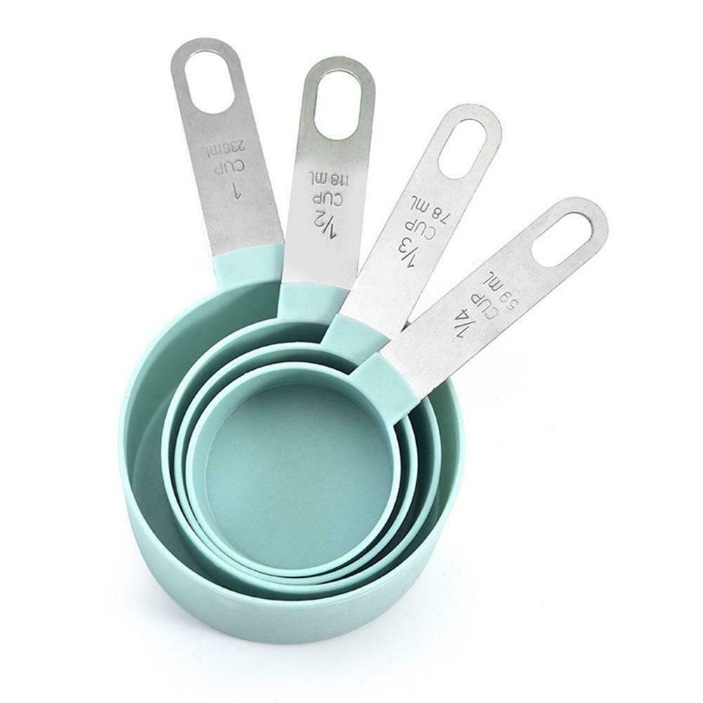 Set 4 Muỗng Đo Lường Bằng Nhựa Và Thép Không Gỉ Nhiều Màu Tiện Dụng Cho Nhà Bếp
