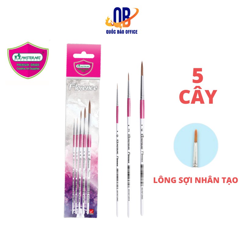 Cọ vẽ - chổi vẽ màu nước chuyên ngiệp Master Art Thái Lan - 1 bộ 5 chiếc