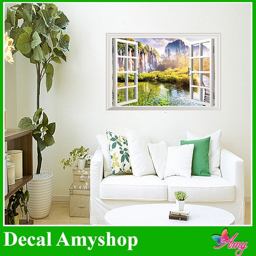 Decal dán tường Cửa sổ thác nước DCS028
