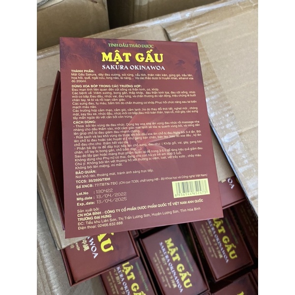 Tinh dầu thảo dược MẬT GẤU xoa bóp giúp giảm đau xương khớp ,đau cơ ,đau vai gáy SAKURA OKINAWOA