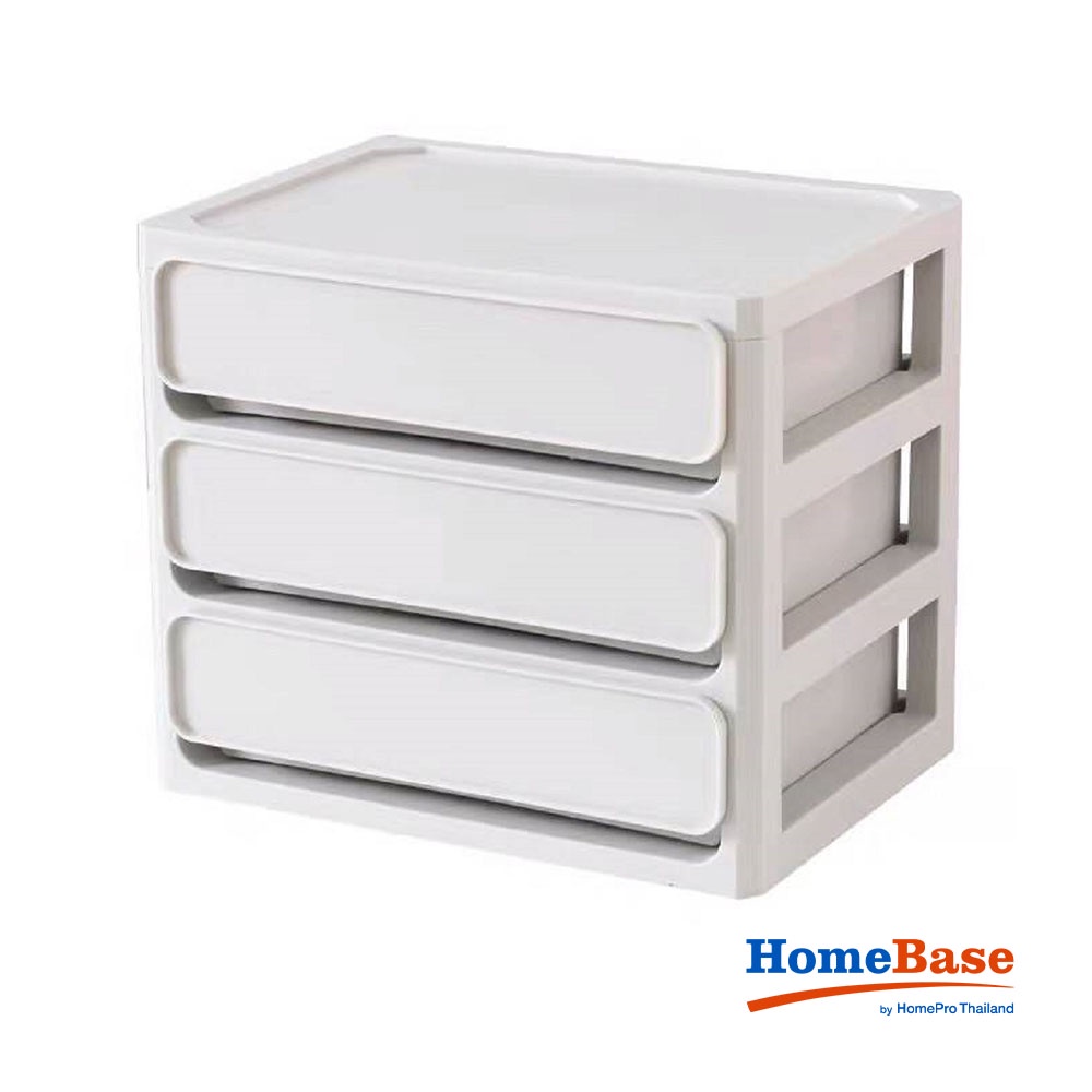 HomeBase STACKO Tủ nhựa mini 3 tầng MIND QY2347 Thái Lan W26xD19.5xH22.3cm màu trắng