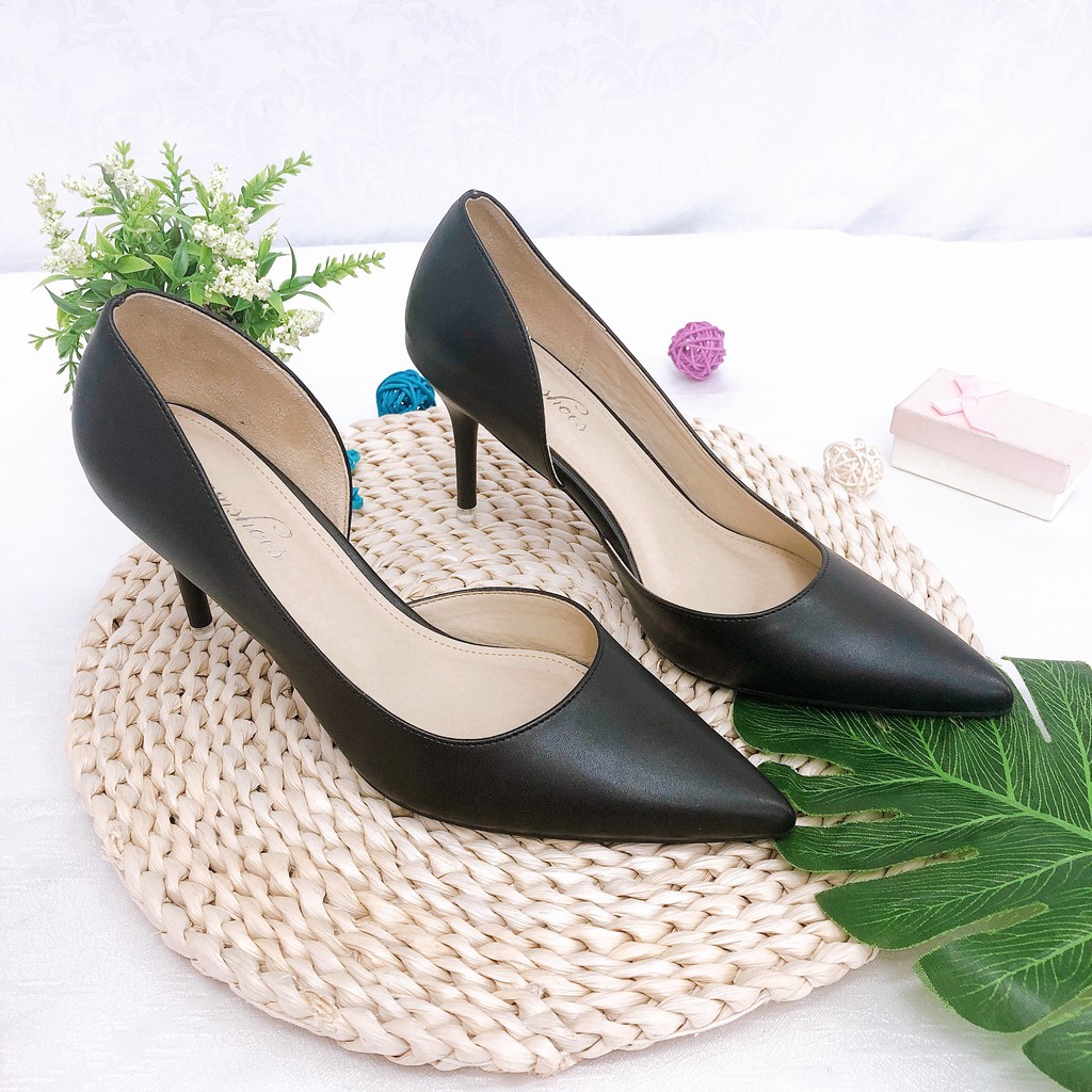 Giày cao gót 9p mũi nhọn da mờ khoét eo-Pamshoes-CG128