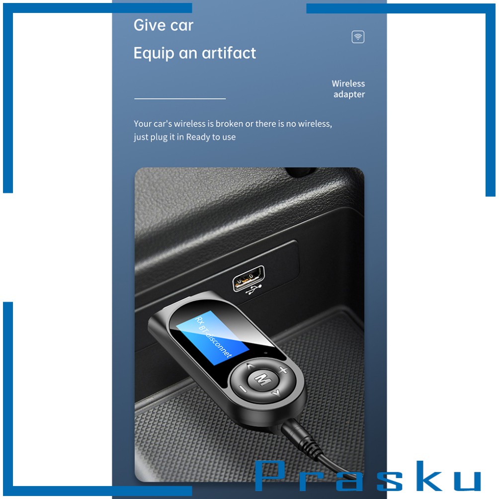 [PRASKU] Bluetooth Transmitter and Receiver,USB Bluetooth 5.0 Transmitter with Display,2 in 1 Wireless Bluetooth Adapter for PC,TV,Headphones,Home Stereo,Car