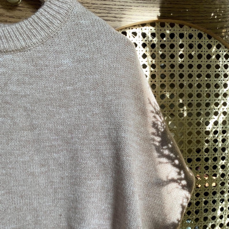 ODDA OUTFIT / Bear Sweater Áo len mùa đông tay dài màu be đơn giản Freesize.