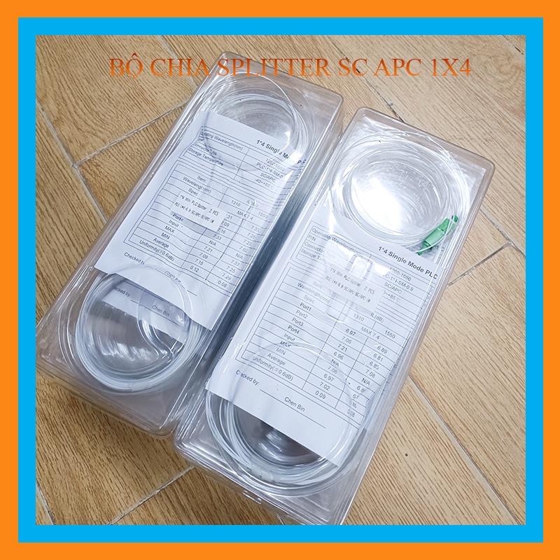 Bộ chia quang PLC 1x4; Bộ chia quang Splitter PLC 1/4 vnz, Bộ chia quang 1:4 APC