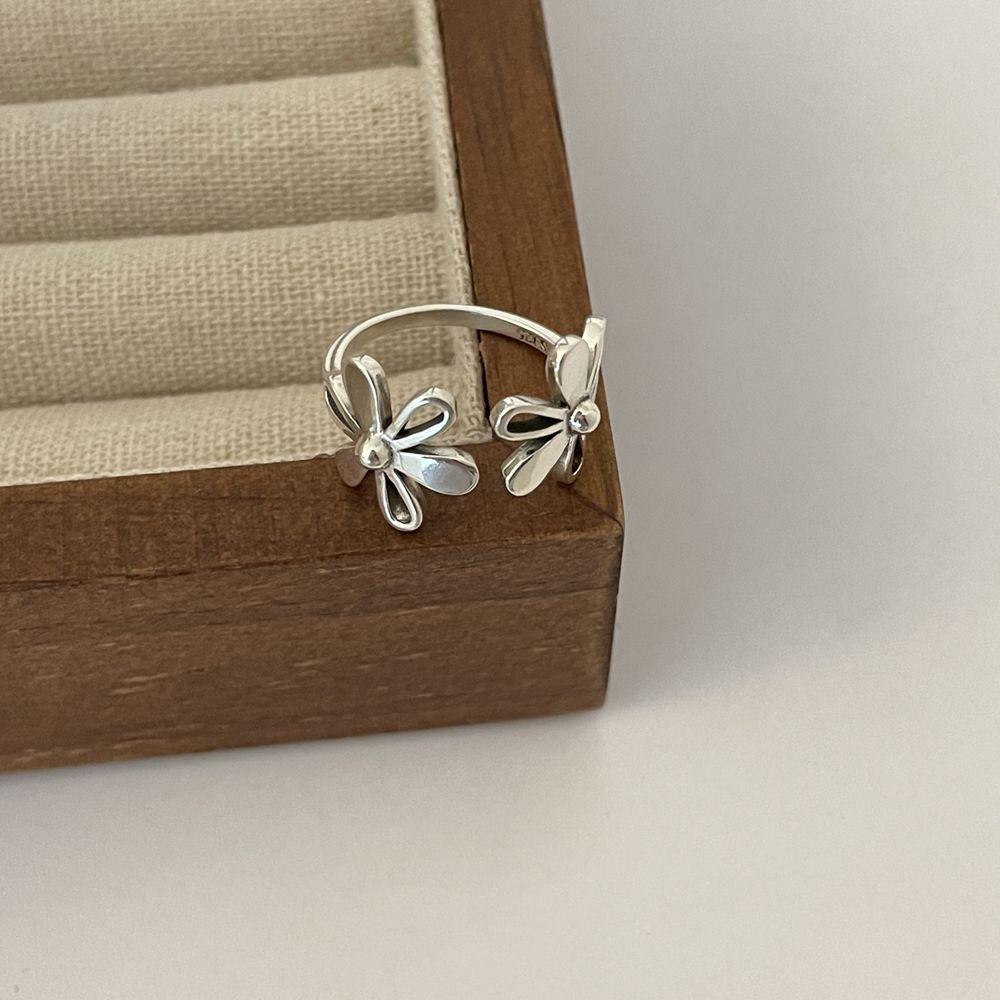 Nhẫn Hở 2 Lớp Bằng Kim Loại Có Thể Điều Chỉnh Hình Học Phong Cách Hip hop Punk