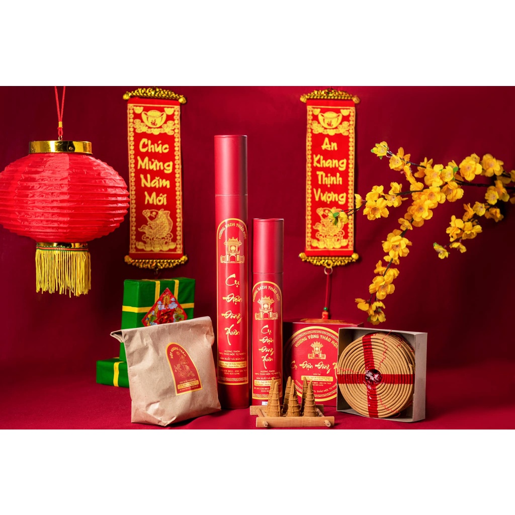 Hương sạch thảo mộc ít khói, hương Cụ Điện Đồng Xuân loại chung cư Đặc biệt 30cm thơm ngát gồm 30 loại thuốc bắc