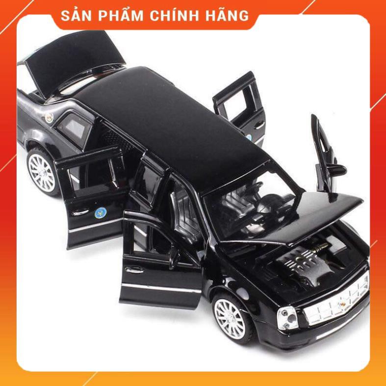 Ô TÔ MÔ HÌNH SẮT XE TỔNG THỐNG CADILLAC DTS Presidential Limousine 1:32 (Đen) SHOP YÊU THÍCH