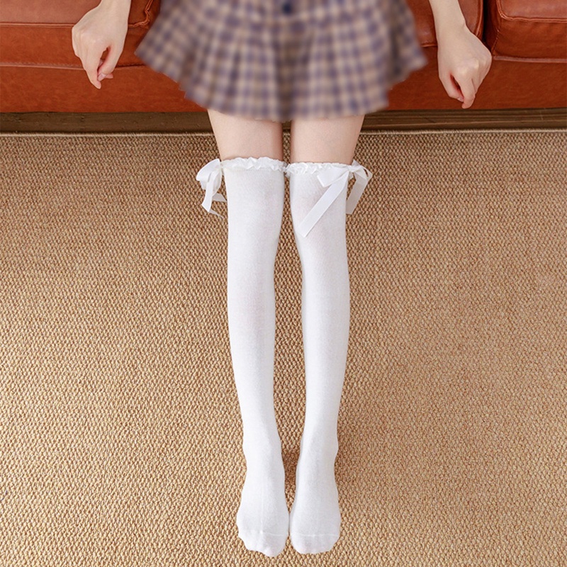 Youyo Vớ Dài Qua Gối Vải Satin Phối Ruy Băng Nơ Phong Cách Harajuku Anime Lolita Cho Nữ