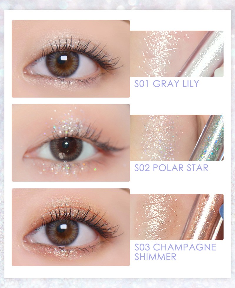 FOCALLURE Starlight Liquid Eyeshadow Diamond Flash Không thấm nước Lying Silk Silk Brightening Sequin Pearl High Gloss