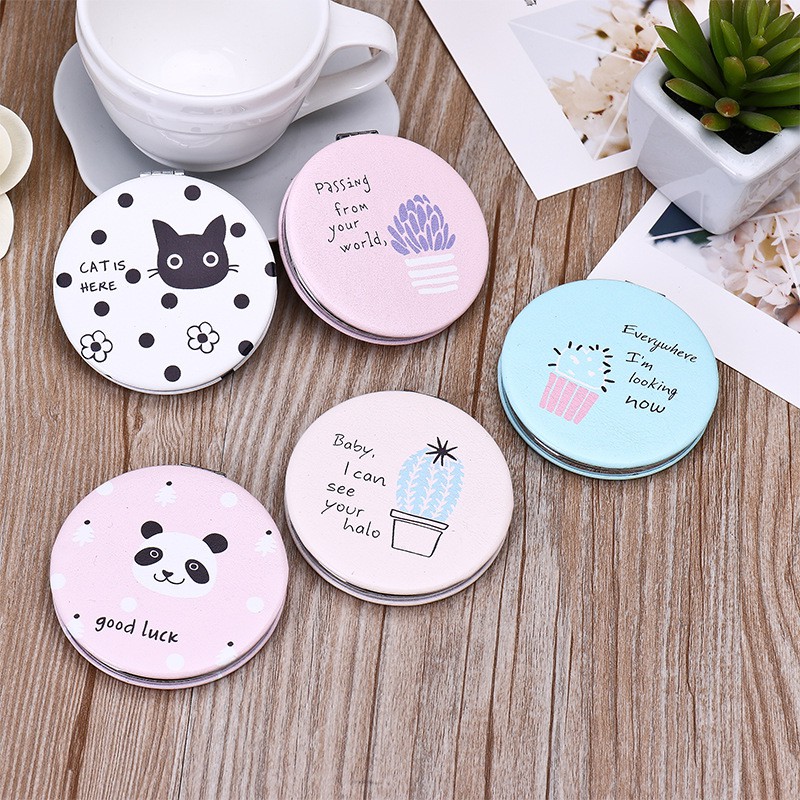 Gương Mini 2 Mặt Bỏ Túi Nhỏ Gọn, họa tiết CUTE.