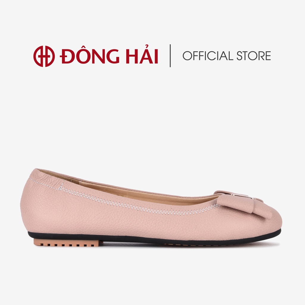 Giày búp bê nữ Đông Hải da bò cao cấp mũi đính nơ trẻ trung- G5709