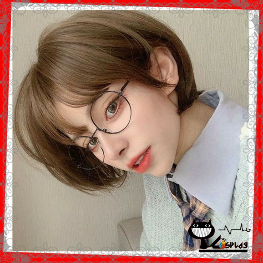 [Sẵn] Wig teen/lolita/cosplay TT002 tomboy màu nâu lưới hoa (tóc giả nguyên đầu ngắn) [Miu Cosplay]