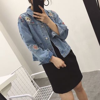 ÁO KHOÁC JEAN FORM RỘNG THÊU HOA