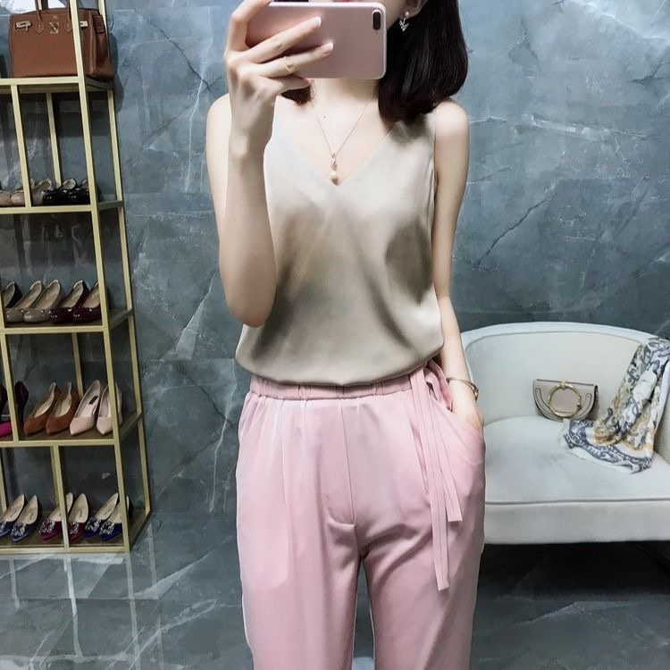 Áo MMIOT lụa satin cổ chữ V thời trang cho nữ plus size