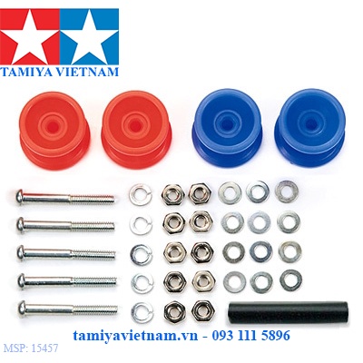 15457 Phụ Kiện mô hình xe đua lắp ráp Mini 4WD LOW FRICTION PLASTIC DOUBLE ROLLERS (RED & BLUE / 13-12mm)
