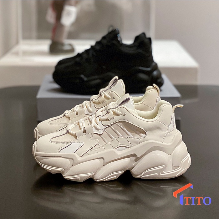 Giày sneaker nữ màu đen trắng, giày thể thao đế cao 3cm cực chất phối đồ năng động - TiTo Shop