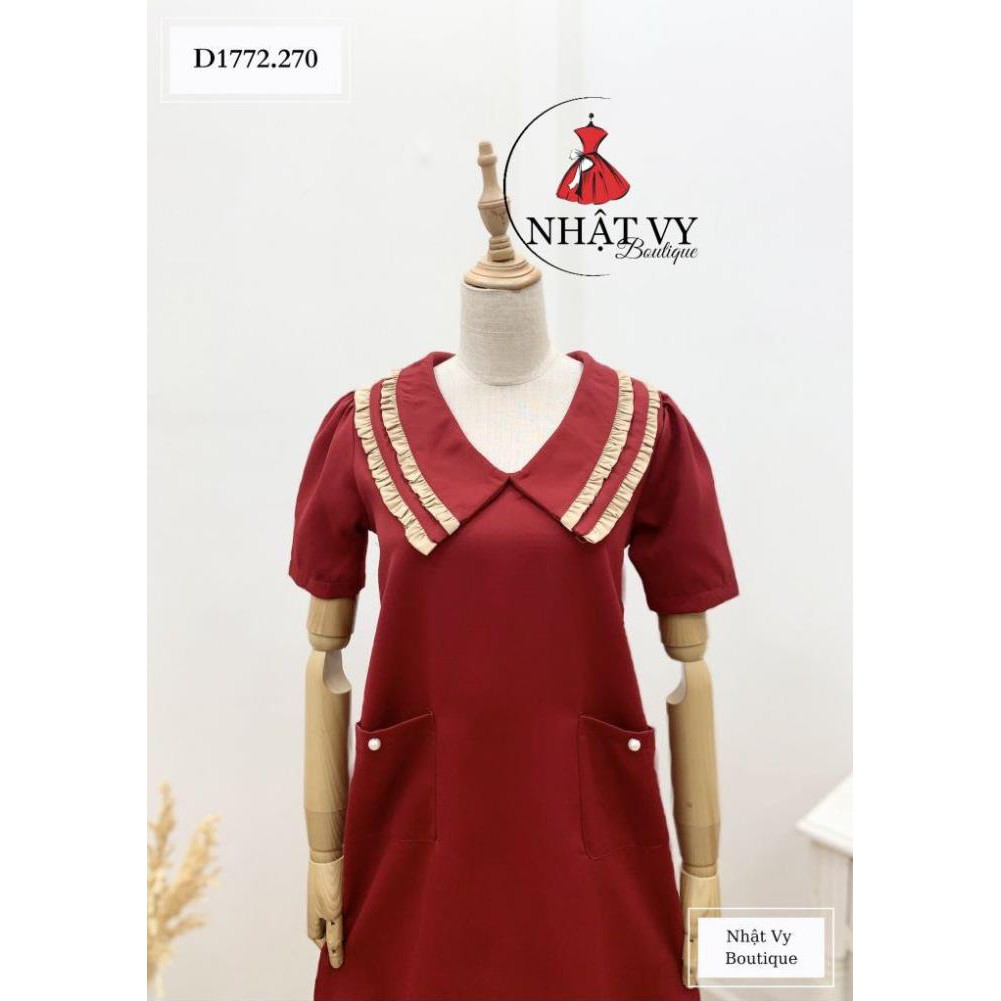 ĐẦM SUÔNG CỔ NHỌN PHỐI BÈO 2 LỚP - D1772