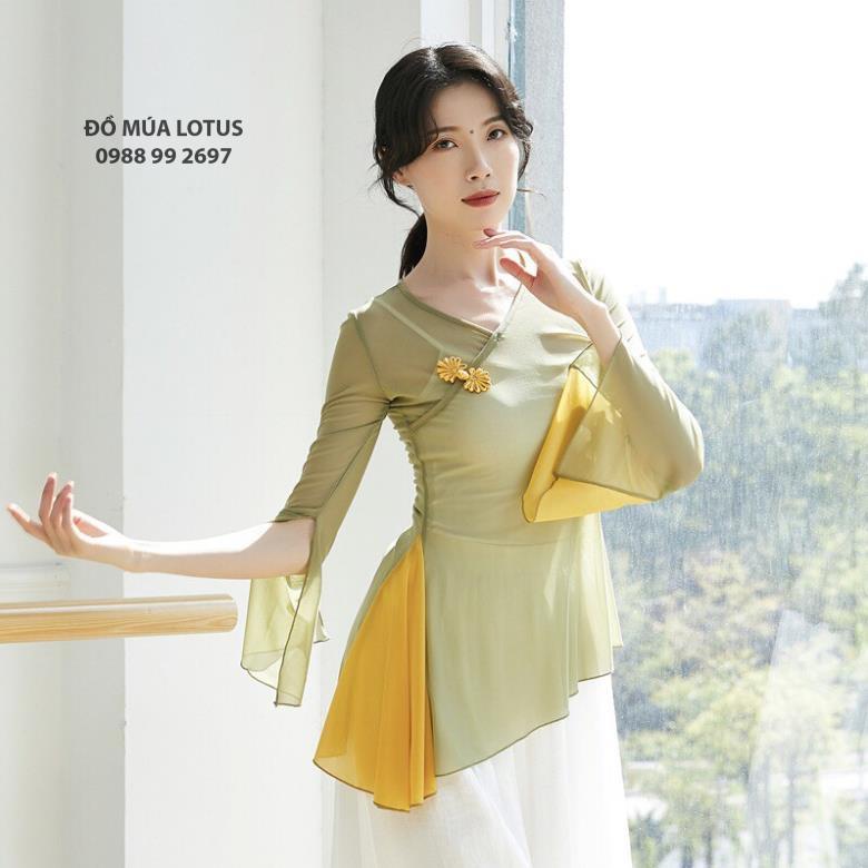 Áo lưới tập múa cổ trang, tập yoga tay loe xẻ, vạt chéo  Đồ Múa Lotus