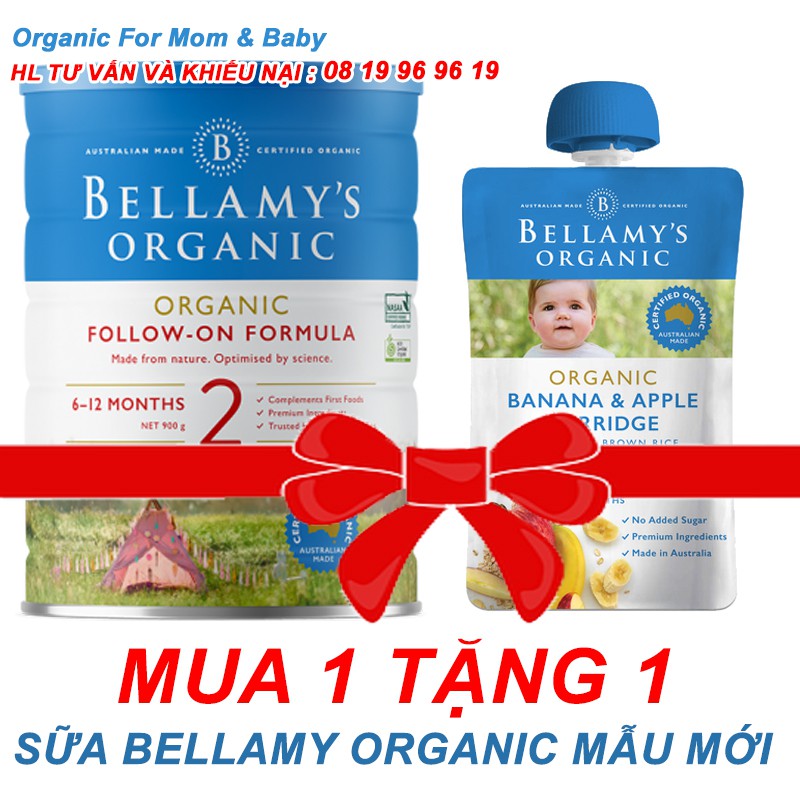 Tặng 1 gói ăn dặm Bellamy | Sữa bột hữu cơ Bellamy’s Organic công thức Số 2 - Follow-on Formula 900g