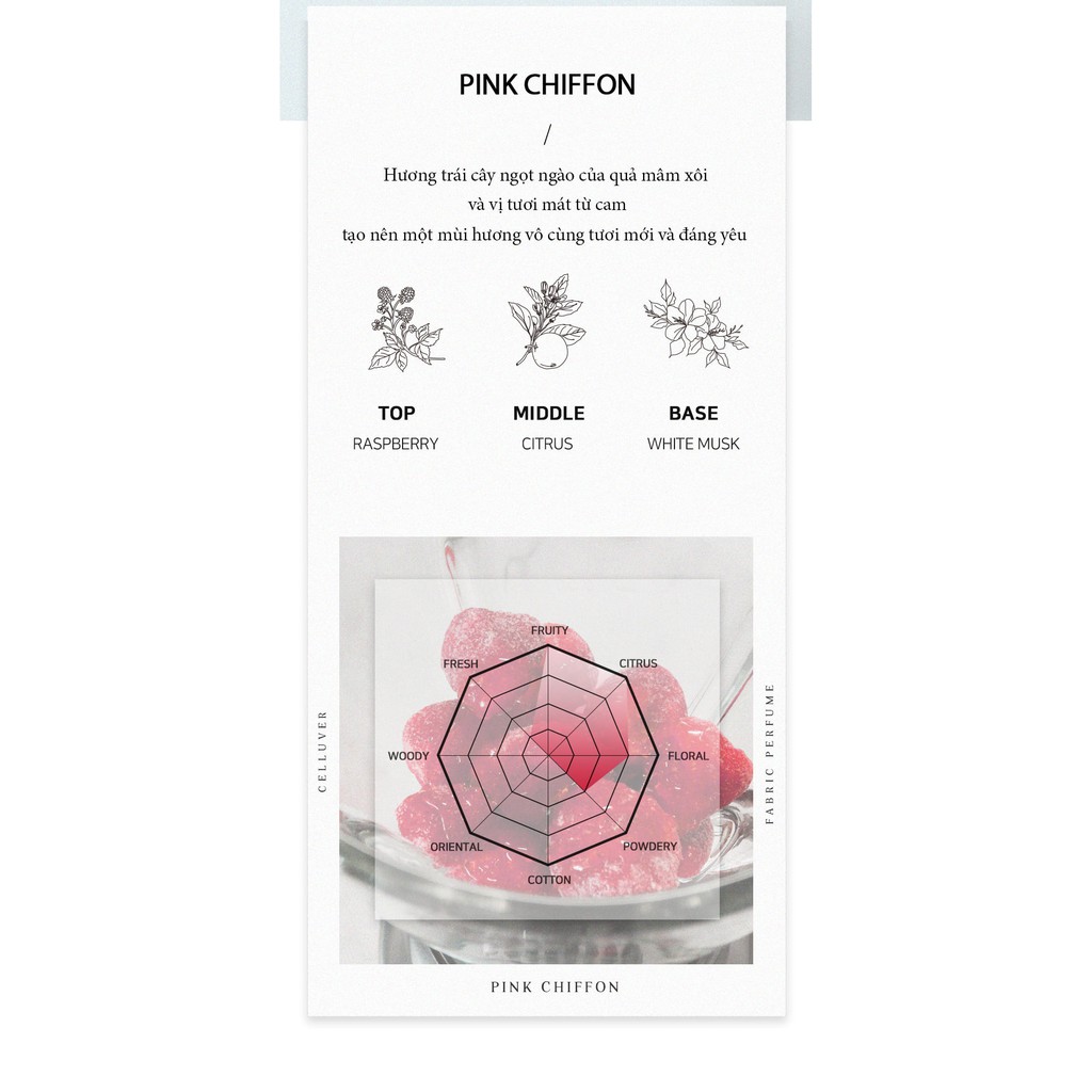 Nước hoa vải/Fabric Perfume - Celluver Pink Chiffon 70ml - Hương trái cây ngọt ngào | BigBuy360 - bigbuy360.vn