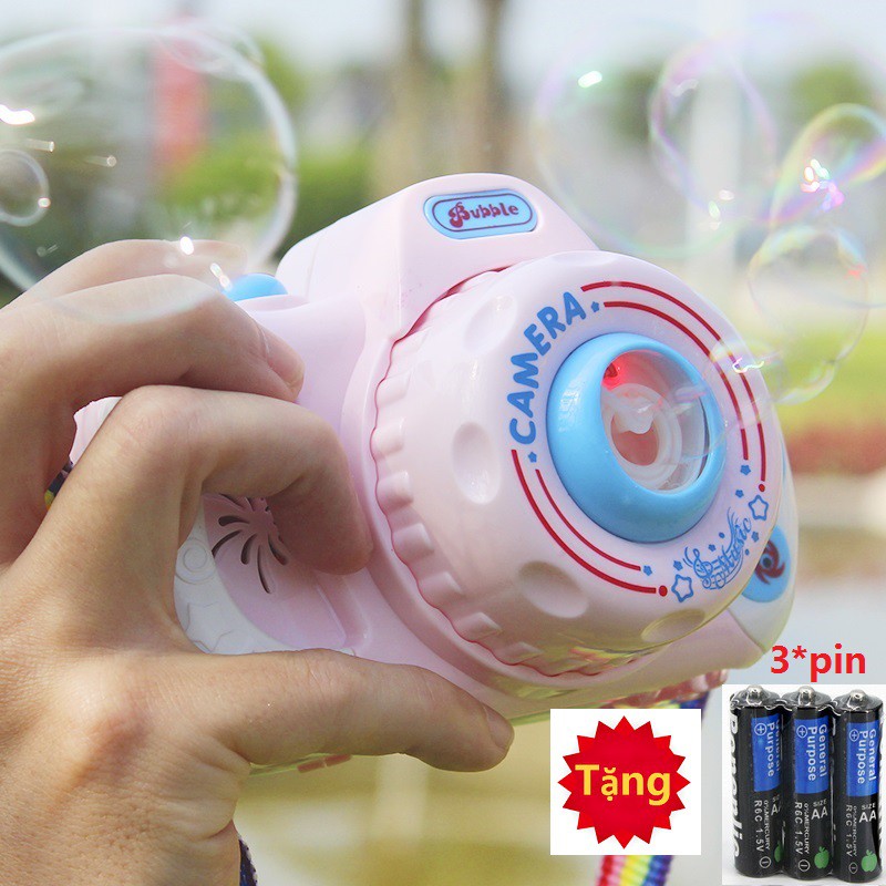 【Có hàng sẵn】FREE 3 PIN Máy ảnh thổi bong bóng cho bé hiện đại