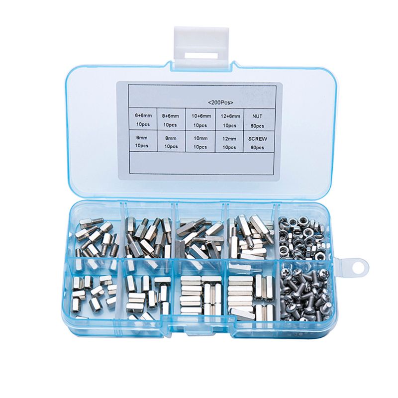 Bộ 200 Ốc Lục Giác M3 Mạ Niken Dùng Cho Bo Mạch Chủ PC