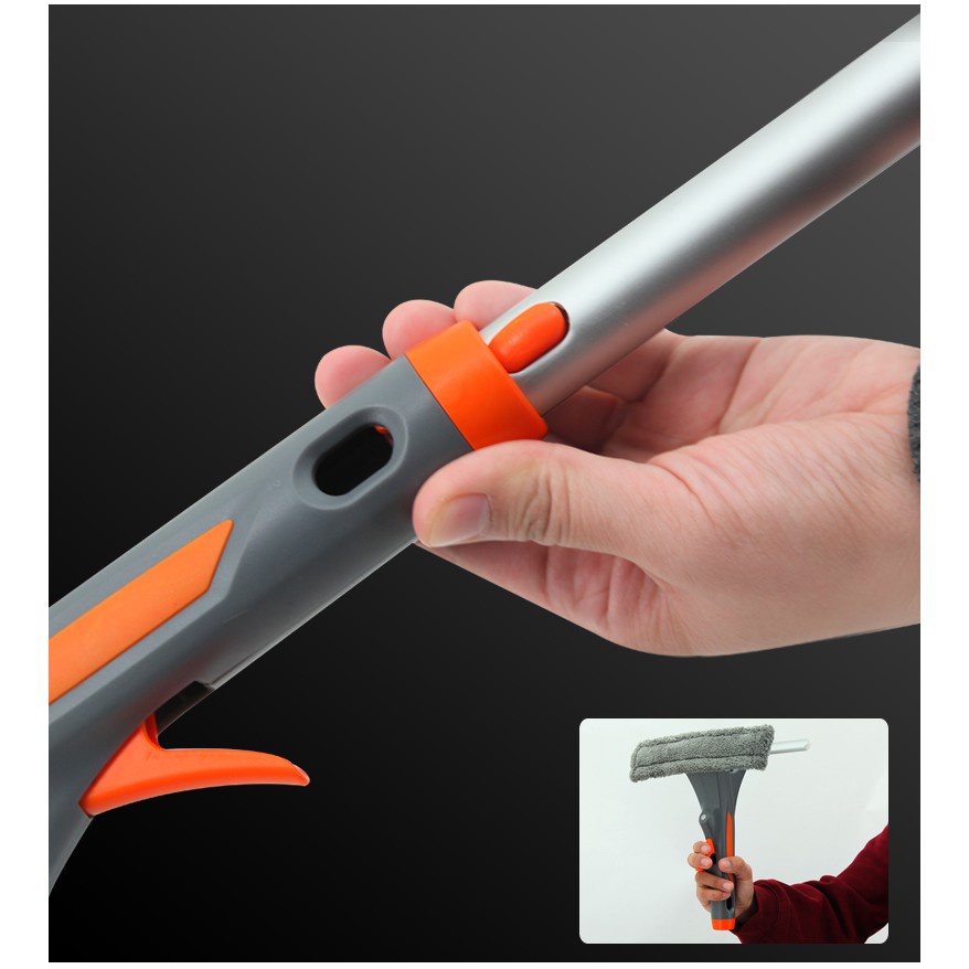 Cây lau kính thông minh cán dài 1,75m tặng kèm bông dự phòng - Chổi lau kính có bình sịt tự động đa năng