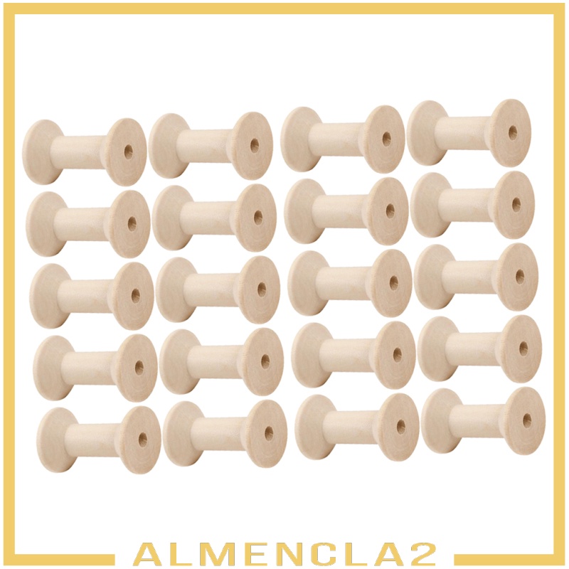 [ALMENCLA2] 20pcs Wooden Bobbins Thread Spools Cross Stitch Sewing Floss Storage 48x31mm