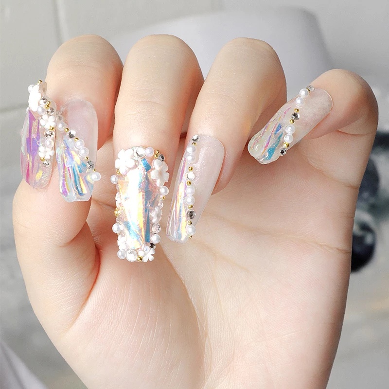 Hộp Phụ Kiện Đá 3D Nhiều Màu Sắc Trang Trí Móng Tay