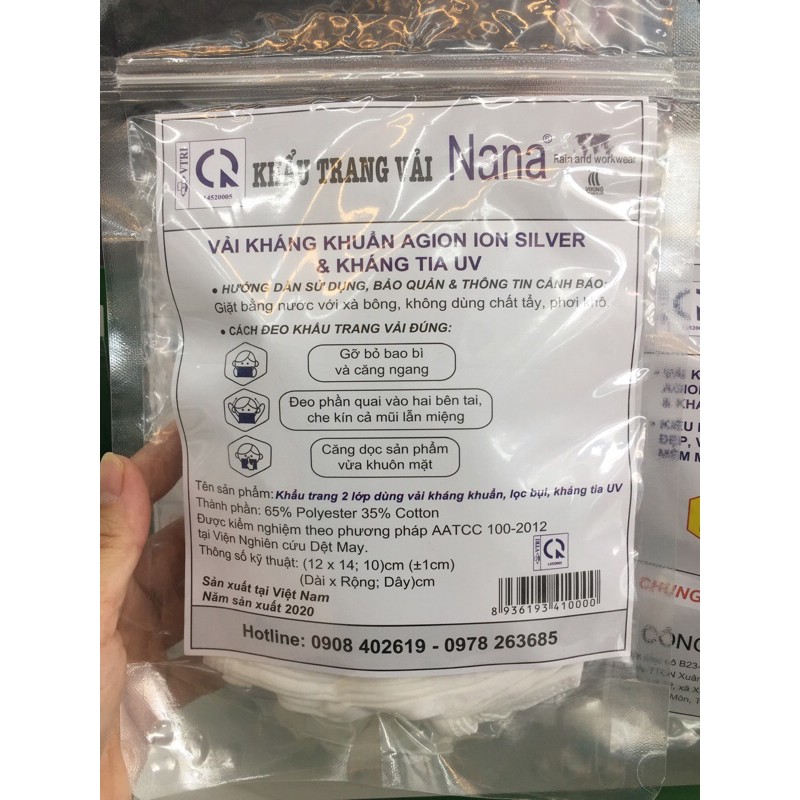 Khẩu trang vải kháng khuẩn 10 cái Nana | BigBuy360 - bigbuy360.vn
