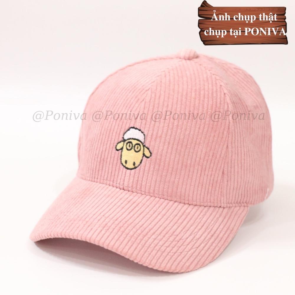 Mũ lưỡi trai ❤️ Nón kết thêu họa tiết cừu xinh chất tăm mịn form unisex phong cách Ulzzang Thời trang PONIVA siêu hot