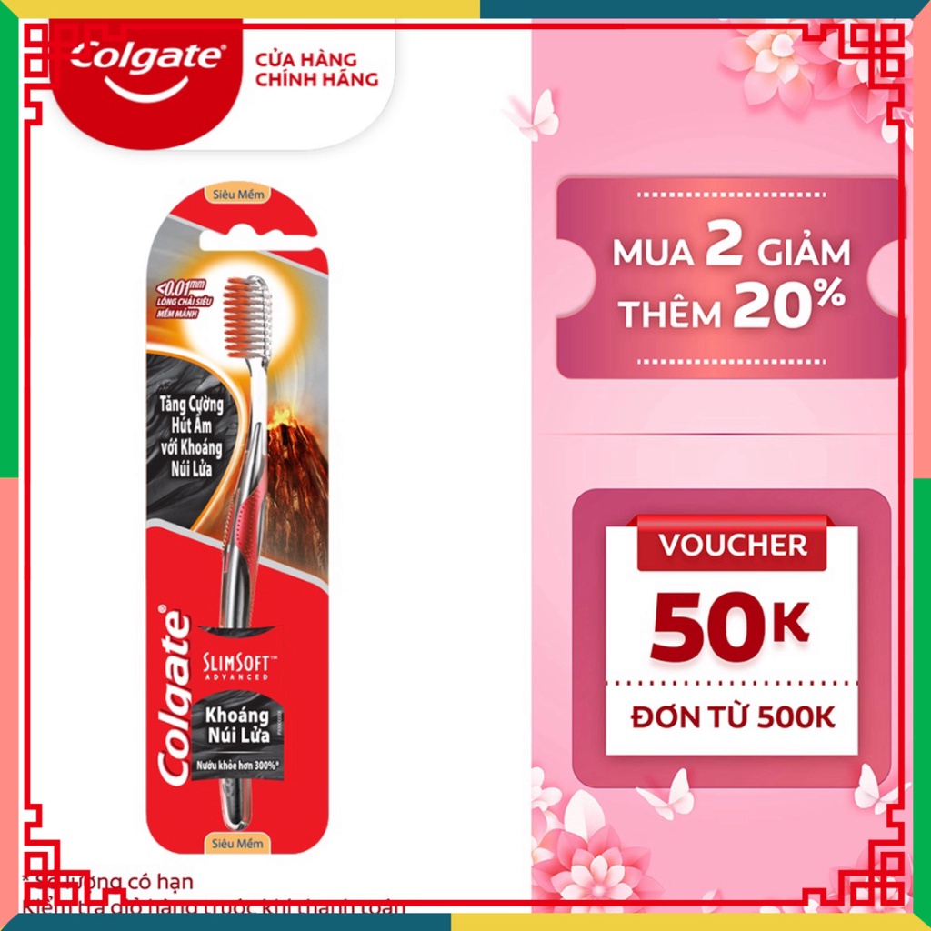 Bàn chải đánh răng Colgate SlimSoft Advanced khoáng núi lửa nhão nhoẹt mảnh dưỡng nướu
