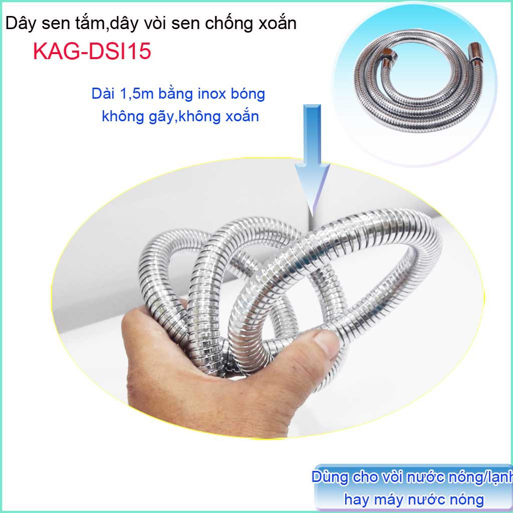 Dây vòi sen dài 1.5m Blanca,dây vòi xịt vệ sinh 1.5m chống xoắn KAG-DSI15