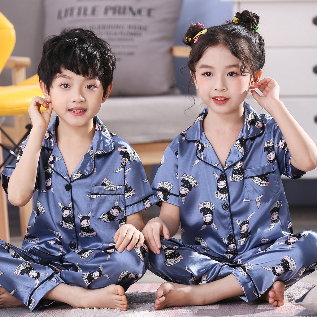 Bộ Đồ Ngủ Ngắn Tay In Họa Tiết Hoạt Hình Cho Bé