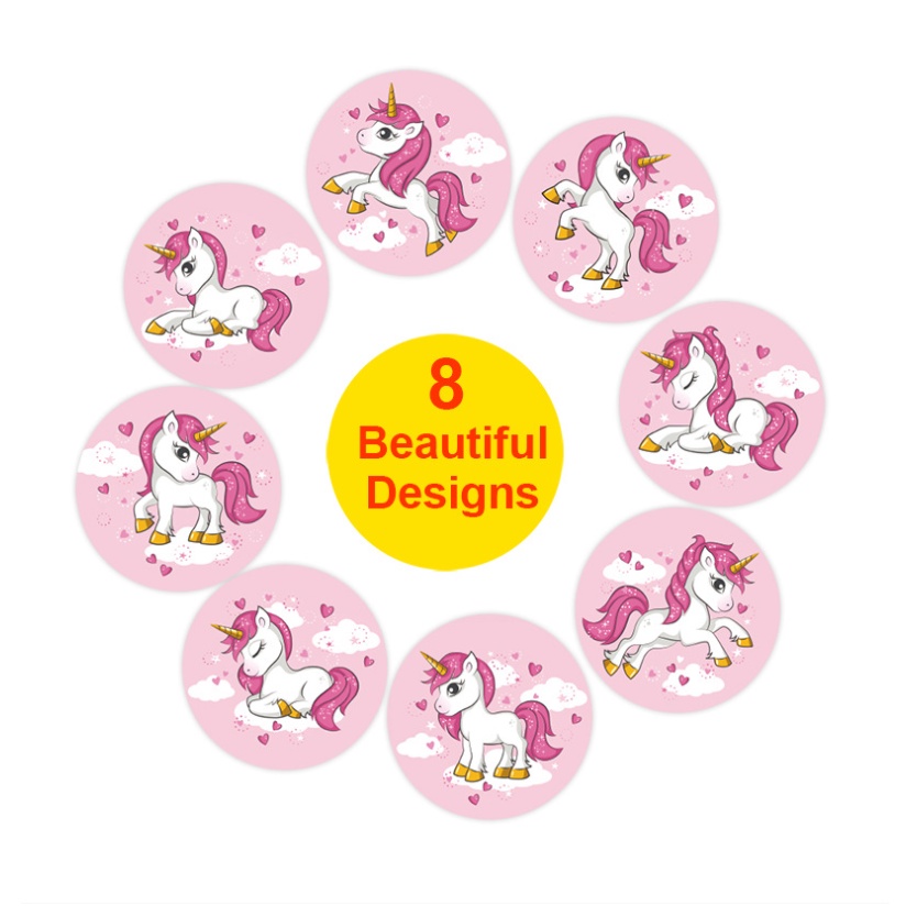 Cuộn 500 tem nhãn dán phiếu khen thưởng học sinh sticker thank you hình unicorn xinh xắn