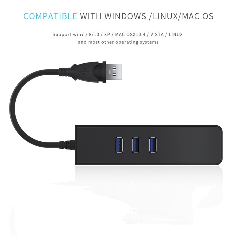 Bộ chuyển đổi 3 cổng USB 3.0 sang cổng mạng RJ45 Gigabit Ethernet LAN cho Windows- 16th